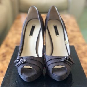 Zara mauve suede open toe heels